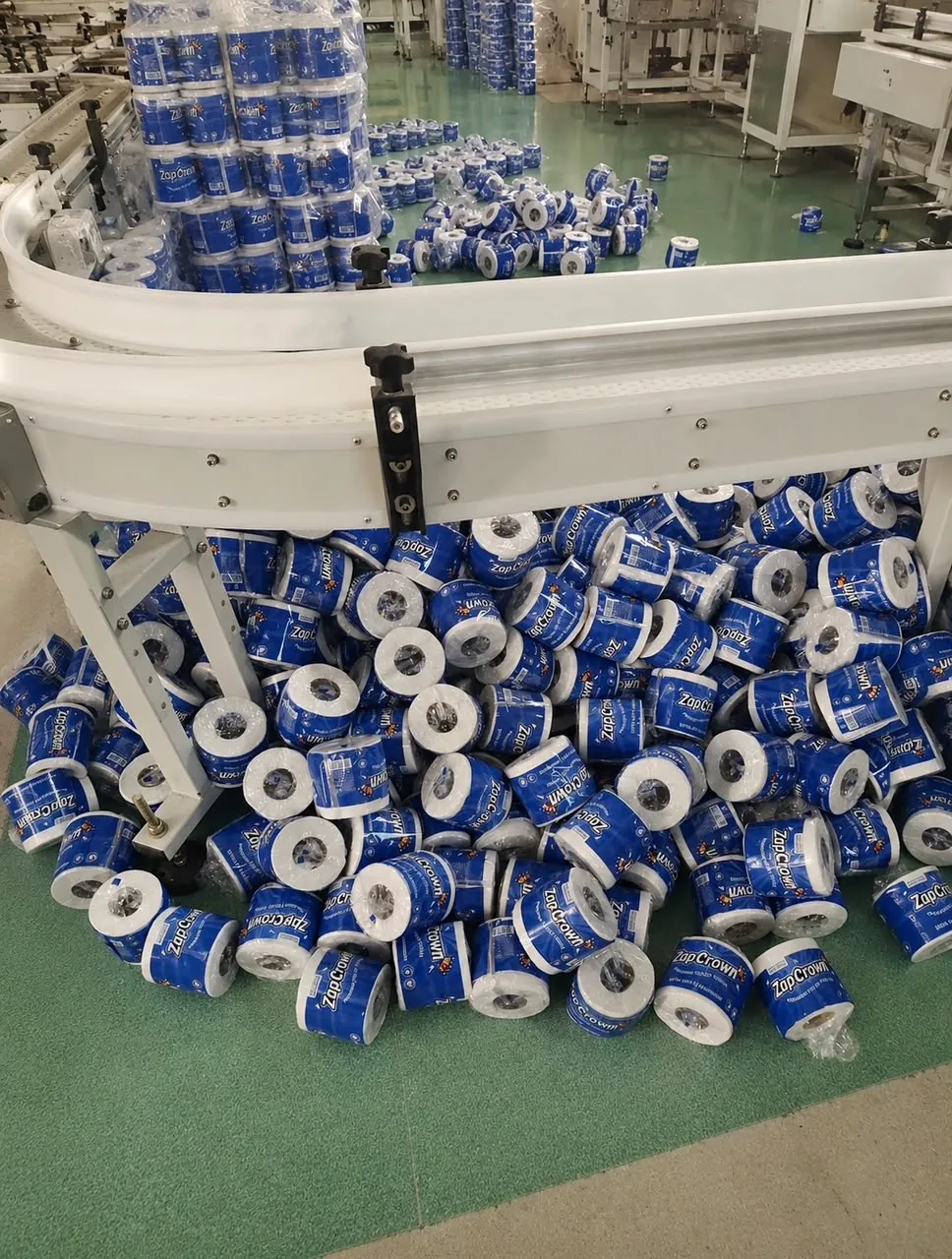 ZapCrown toilet tissue rolls coming off the production line