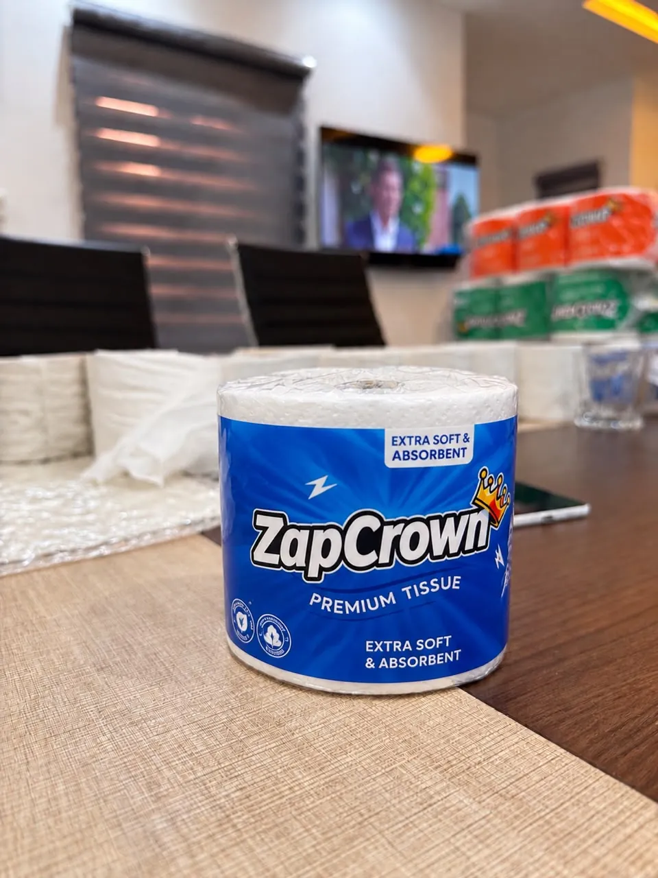 ZapCrown Premium Tissue roll in blue packaging